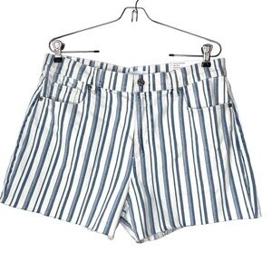 NWT Loft Blue and White Striped The Cut Off Short 12/31